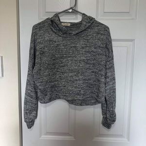 Grey Heathered Cropped Hoodie